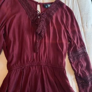 Tilly’s deep burgundy romper